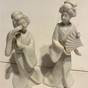 Vintage Set of 2 White Porcelain HOMCO Geisha Figurines, style# 1443